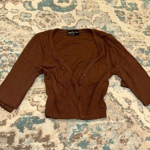 BROWN WHITE FOX CROPPED SWEATER XS